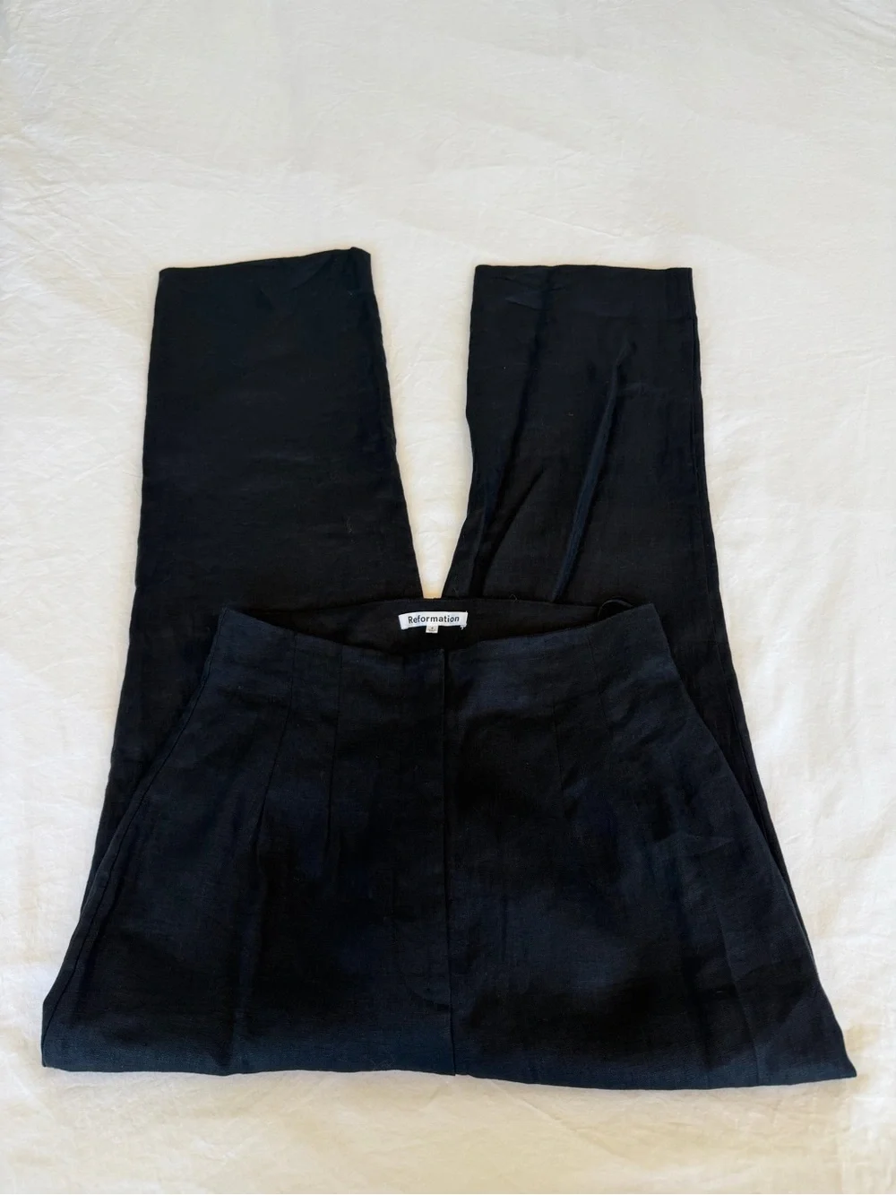 Reformation High Rise Black 100% Linen Pants